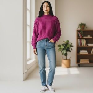 Democracy Fuchsia Turtleneck Sweater